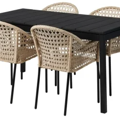 Bord Barcelona, utdragbart + 4 stolar Amalfi