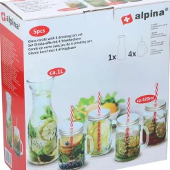 Glaskaraff med dricksglas, set Alpina