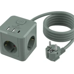 Grenuttag 3-vägs 2xUSB-A 1xUSB-C Cube