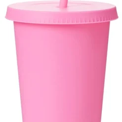 Mugg med lock och sugrör