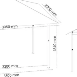 Paviljong Maui 2,95x3,95m + 4 väggar med fönster